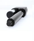 Ready To Roll Heavy Duty Electric Linear Actuator With Built In Brake One Hundred MM Four Inch Stroke Yields Seven Thousand Newtons Of Tough Thrust viewed from side with visible shaft and motor.