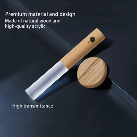 Wooden LED Night Lights With Motion Sensor Dual Sensing Photosensitive And Infrared, Rechargeable Wall Mounted Torch Light