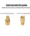 4 Pack SMA Male To RP SMA Female Adapter Connectors showing connector ends with pins inside for RF Coax Cables