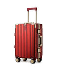 Ultralight Aluminum Frame Carry On Luggage with smooth spinner wheels, red 22 inch suitcase for men, women, and students.