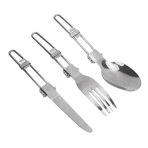 Dope Portable One Person Stainless Steel Camping Cookware Kit Mess Set With Mesh Storage Bag Rustproof And Scratch Resistant utensils