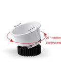 Top Shelf Six Pack Adjustable Recessed Ceiling Lights With 20 Degree Tilting shows adjustable light fixture with 20° rotation mechanism.
