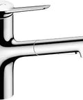 Zesis Pull Out Kitchen Faucet With Sprayer Single Handle 1.75 GPM Chrome Finish pro grade with pull-out spout