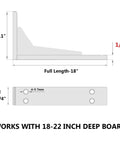 Built Tough 18 Inch Heavy Duty Shelf Brackets 8 Pack, No Jokes Premium Steel Wall Mounts dimensions diagram for shelves.