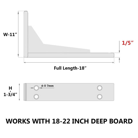 Built Tough 18 Inch Heavy Duty Shelf Brackets 8 Pack, No Jokes Premium Steel Wall Mounts dimensions diagram for shelves.