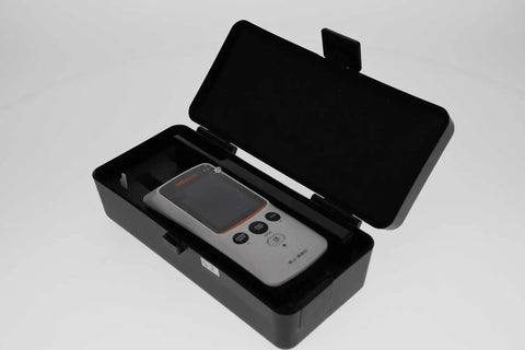 SJ-220 S-Drive Unit 4 mN Surface Roughness Analyzer With Snappy Touch Screen UI And Intuitive Controls Meets JIS ISO ANSI VDA Standards For Precision Roughness Measurements Fast Setup And Pro Grade Quality Testing in black case