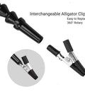 Close-up of Helping Hands Soldering Station With Flexible Y Shaped Arms And Non Slip Desk Clamp Base interchangeable alligator clips