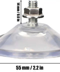 Heavy Duty 6 Pack Suction Cups With Thickened Pvc Sucker Pads And M6 X14 Thread Screws For Extra Strong Adhesive Glass Mount Holder showing a clear 55 mm disc and screw.