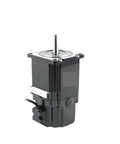 NEMA23 56mm stepper motor with shaft, black finned housing and side cable connector