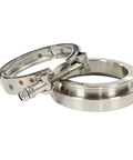 Beefed Up T304 Stainless V-Band Clamp Flange Kit, 3.25 Inch Inlet, 4.25 Inch Clamp Width, CNC Machined Flanges For GT45 Turbo Pipe close-up