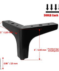 4 Inch Black Metal Furniture Feet Heavy Duty Nightstand Legs for Table Cupboard Sofa Couch Chair 4 Pack Anti Slip 300 Lbs Per Leg