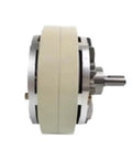 Side view of Single Shaft Magnetic Powder Brake 50 Nm with precise yet beefy torque adjustment and long service life ultra compact durable design.