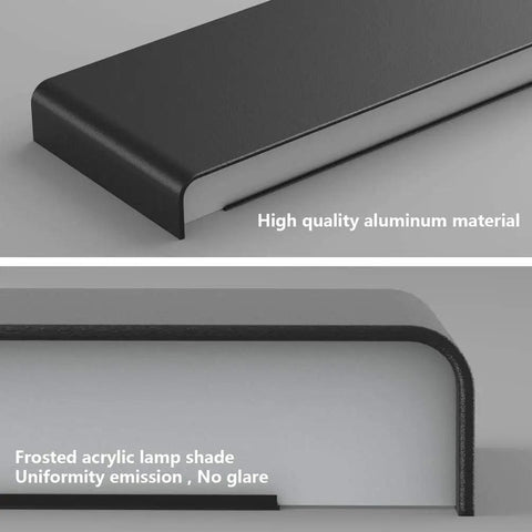 Close-up of Super Stylish 24 Inch Matte Black LED Wall Sconce with aluminum and frosted acrylic shade for even light distribution.