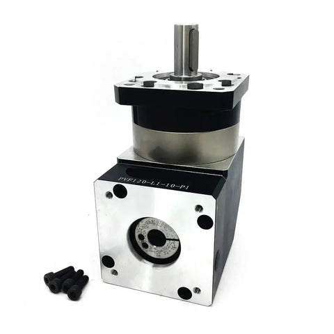 Straight Fire 90 Degree Planetary Gearbox Speed Reducer Bulletproof Build For Nema 42 And 52 Stepper Motors on a white background.