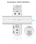 Beefy 120W 24V Din Rail Power Supply With 24V Output mounting on DIN rail with dimensions shown
