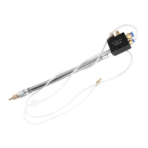Pro Grade Cnc Coolant Mist Sprayer With Slick Adjust Nozzle, featuring flexible tubing and metal components for precision machining.