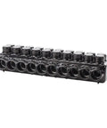 Built Tough 10 Port Electrical Connector Block For 750 To 250 MCM Cable Wire With Dual Side Entry And Rock Solid Compression Screws, black, 10 ports.