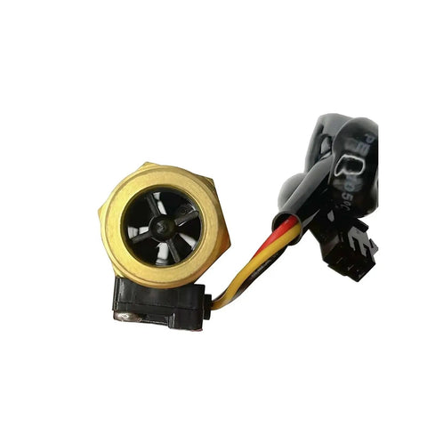 Front view of Brass Hall Flow Sensor Water Flowmeter with Pulse Output, brass body, for 1/2, 3/4, and 1 inch NPT fittings