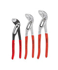 Alligator Water Pump Pliers Set 3 Piece In Plastic Deep Tray With Clear Lid Heavy Duty Red Pliers Built For Plumbing Auto Repairs
