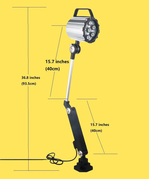 Heavy Duty 12W LED Lathe Drill CNC Machine Light With Long Arm For Milling And Machining, 400x400mm Table Lamp, 100-240V Universal Power