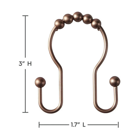 Rustproof Stainless Steel Shower Curtain Hooks 36 Pack With Double Glide Design for renters and home bathrooms