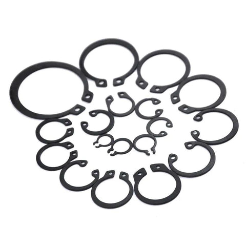 225Pcs 18 Sizes Alloy Steel Circlip Snap Ring External Retaining Clamps Ring Washer Assortment Kit 6 To 32mm Black Rust Resistant