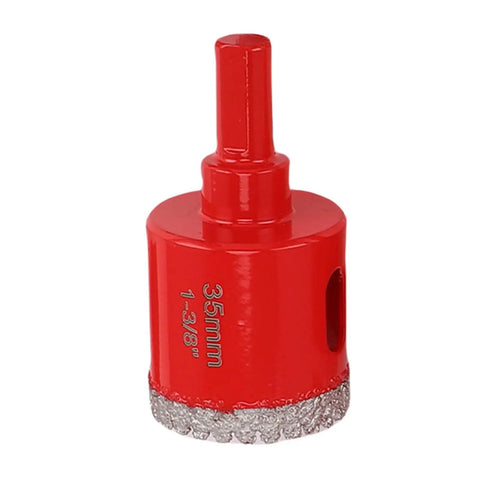 Red 1-3/8 inch hole saw from Heavy Duty Dry And Wet Hole Saw Kit For Ceramic Glass Tile Marble Granite 12 Piece Pro-Grade Brazed Saws