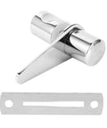 Heavy Duty Glass Door Latch For Bathroom And Shower Featuring A Dead Simple Drill In Install That Delivers Rock Solid 304 Stainless Steel Build Quality And Slick Friction Free Locking Action For Your Home Or Office, featuring shiny chrome finish.