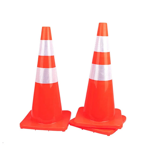 Heavy Duty 28 Inch Traffic Cones Set Of 12 PVC Safety Cones For Roads Parking Lots And Construction Sites Orange With Reflective Tape