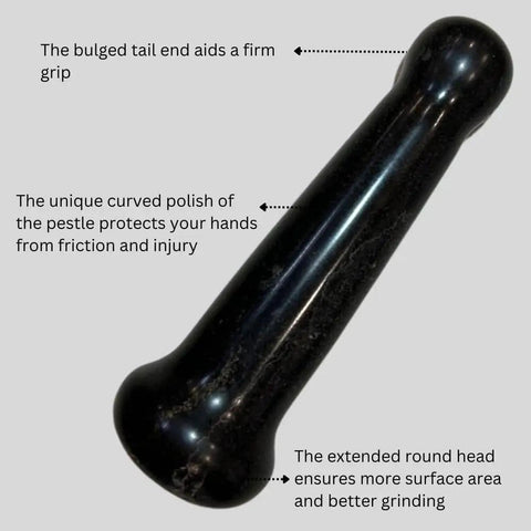 Heavy Duty Granite Mortar And Pestle Set 6 Inch Stone Grinder With Non Slip Base Black Pestle Detail