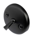 Trip Lever Tub Trim Kit Set With Overflow Face Plate And Strainer Drain Matte Black Finish, close-up of overflow face plate.