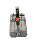 Front view of Power Scrub Deluxe Water Tank Assembly 440003501 Replacement Fits FH50130-FH50153, clear design, rinse and wash settings visible.