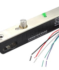 Heavy Duty 12V And 24V Electric Drop Bolt Lock With Manual Key Override for straightforward door access control setup, showing lock and wiring.