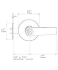 Diagram of Keyed Entry Door Lever Lock With Reversible Backset For Exterior And Interior Doors with dimensions