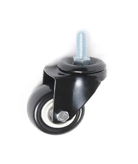 Single caster from 4 Pack 1.5 Inch Diamond Swivel Caster Wheels Black With Brake And Double Bearing Sleeve M8 M10 Heavy Duty Furniture Casters