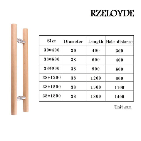 Hardcore Beech Wood Door Handles For Sauna Rooms 24 Inch Double Sided Push Pull Bar With Zero Wobble 304 Stainless Steel Connector Slick Gliding H Shape Glass Mount Hardware