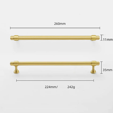 Swanky Gold Finish On Heavy Duty Solid Brass Cabinet Pulls Double Hole Mounting Fits Kitchen Drawers And Wardrobes 260 Millimeter, 11mm thick.