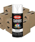 Sixty Pack Of Twelve Oz White Gloss Spray Paint With Primer For Indoor Outdoor Projects Featuring Tough As Nails Rust Shield and Big Button Valve.