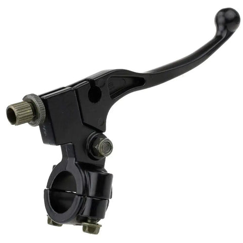 Beefy Seven Eighths Inch Universal Left Clutch And Brake Lever Perch for dirt bikes, black aluminum, side view.