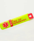 Emergency Worker Hard Hat Reflective ID Sticker Set 0.5 X 2.75 Inches Fluorescent Lime Yellow And Red vinyl with ICE text