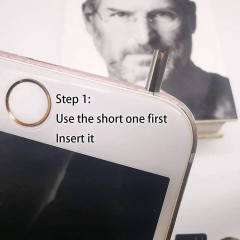 Pro Grade Headphone Jack Removal Tool Set With Stainless Steel Tubes in use for plug extraction on smartphone screen