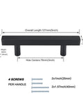 Diagram of a 25 Pack 3 Inch Black Cabinet Pulls Stainless Steel Drawer Handles With Mounting Screws, showing measurements and screws.