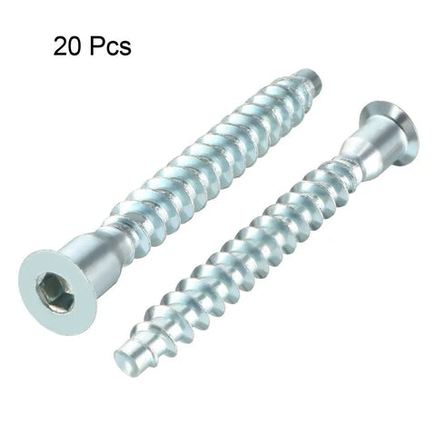 Furniture Confirmat Screw 7x59mm Hex Socket Wood Screws Zinc Plated Self Tapping Connector Kit Pack 20 shown