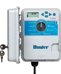 XC800 X-Core 8-Station Outdoor Sprinkler Timer With Remote Control, open view showing controls and display panel