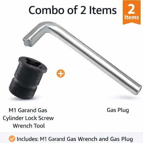 Badass Heavy Duty M1 Garand Gas Cylinder Lock Screw Wrench For Yanking Gas Plug Stainless Steel Tool and gas plug combo.