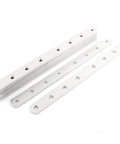Built Tough Steel Corner Brackets And Straight Flat Mending Plates Set Of Ten flat silver tone metal reinforcement straps for DIY projects.