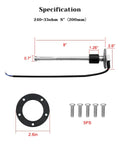 240-33 Ohms 8 Inch Fuel Level Sending Unit For Marine Boat Truck Car Fuel Water Level Gauge Sensor Stainless Steel 316 Tank Sender With Five Hole Mount, 8in