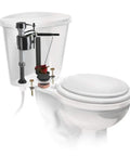 Universal All In One Toilet Tank Repair Kit For 2 Inch Flush Valve Toilets installed showing components