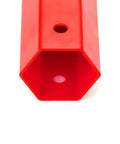 Red end view of Beefy Heavy Duty Plastic Lug Nut Cover Socket For 33mm Semi Truck Lug Nut Covers, 11 Inch Long Puller Tool