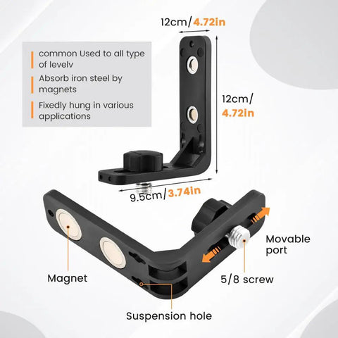 Laser Level L Shape Magnetic Bracket That Makes Leveling On A Tripod Easy And Hands Free, Steady Use With Magnet Adsorption Stand
